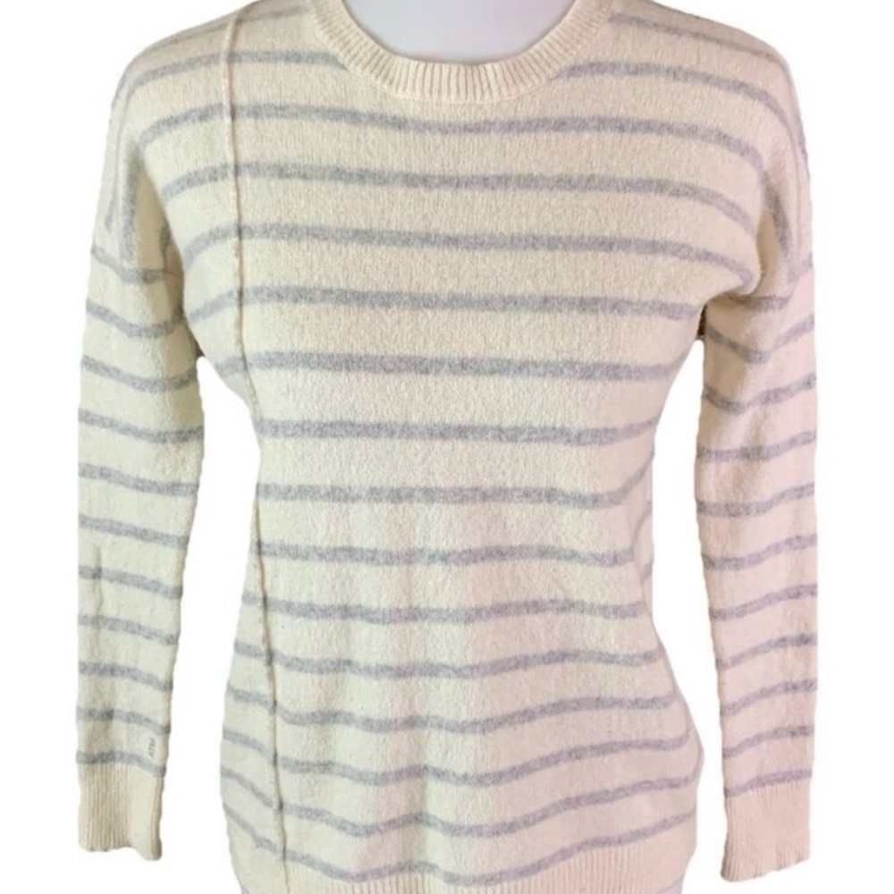 NEW ATM Cream Gray Stripe 100%
Cashmere Sweater Classic Pullover Soft
XS